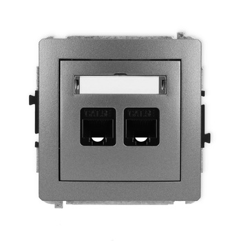 Mechanizm gniazda komputerowego podwójnego 2xRJ45, kat. 5e, 8-stykowy Karlik seria DECO 11DGK-2 kolor grafitowy
