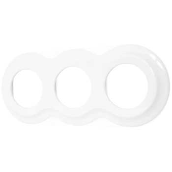 Ramka potrójna okrągła klasyczna do łączników i gniazd 'Retro ceramic' - biała