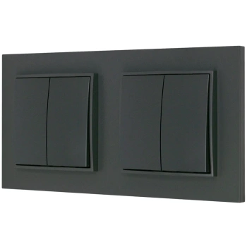 Dwa włączniki podwójne z ramką prostą seria MINI kolor grafitowy mat