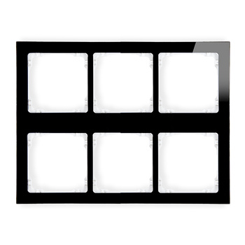 Ramka modułowa 6 krotna 3 poziom, 2 pion - efekt szkła ramka czarna; spód biała Karlik seria DECO 12-0-DRSM-3x2 kolor czarny