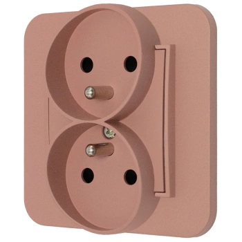 Gniazdo podwójne z ramką zaokrągloną seria MINI kolor łososiowy