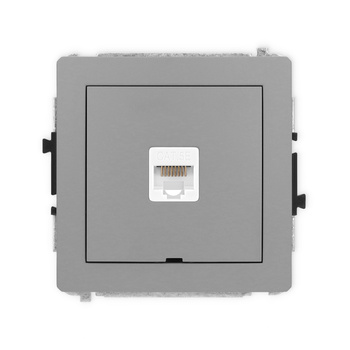 Mechanizm gniazda komputerowego pojedynczego 1xRJ45, kat. 5e, 8-stykowy, bez pola opisowego Karlik seria DECO 27DGKBO-1 kolor szary mat