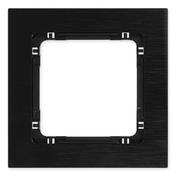 Ramka uniwersalna pojedyncza - aluminium szczotkowane ramka: czarna; spód: czarny Karlik seria DECO 12-12-DRA-1 kolor czarny