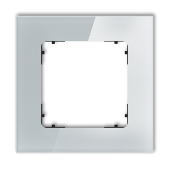 Ramka uniwersalna pojedyncza kwadratowa - efekt szkła ramka: szara spód: czarny Karlik seria ICON 15-12-IRSK-1 kolor szary