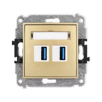 Mechanizm gniazda podwójnego 2xUSB A-A 3.0 Karlik seria MINI 29MGUSB-6 kolor złoty