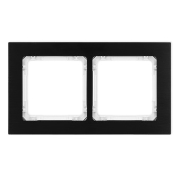 Ramka uniwersalna podwójna - aluminium szczotkowane ramka: czarna; spód: biały Karlik seria DECO 12-0-DRA-2 kolor czarny