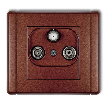 Gniazdo abonenckie RTV-SAT przelotowe 10dB Karlik seria FLEXI 9FGSP kolor brązowy metalik