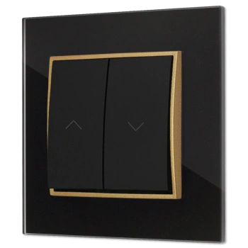 Włącznik roletowy zwierny z ramką kwadratową efekt szkła seria ICON kolor czarny/złoty