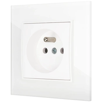 Gniazdo pojedyncze z ramką kwadratową efekt szkła seria ICON kolor biały