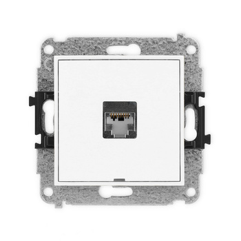Mechanizm gniazda komputerowego pojedynczego 1xRJ45, kat. 5e, ekranowany, 8-stykowy, bez pola opisowego Karlik seria ICON 25IGKBO-1e kolor biały mat