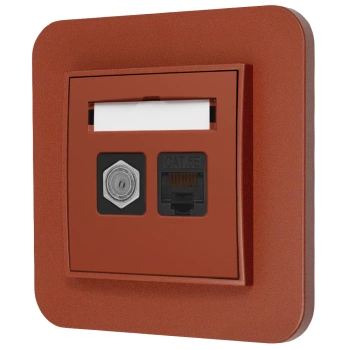 Gniazdo rj45/antenowe z ramką zaokrągloną seria MINI kolor terakota