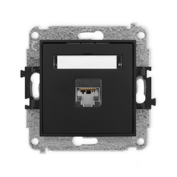 Mechanizm gniazda komputerowego pojedynczego 1xRJ45, kat. 5e, ekranowany, 8-stykowy Karlik seria ICON 12IGK-1e kolor czarny mat