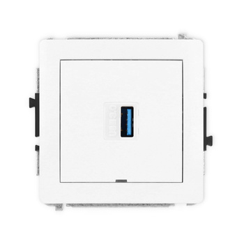 Mechanizm gniazda pojedynczego USB A-A 3.0, bez pola opisowego Karlik seria DECO 25DGUSBBO-5 kolor biały mat