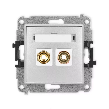 Mechanizm gniazda głośnikowego pojedynczego typu banan - czerwony i czarny, pozłacany, 4 mm2, skręcany Karlik seria ICON 7IGG-4 kolor srebrny metalik