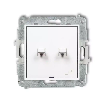 Mechanizm łącznika jednobiegunowego ze schodowym wspólne zasilanie w stylu amerykańskim Karlik seria MINI MWPUS-10.1 kolor biały