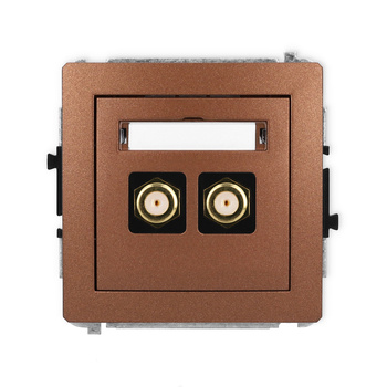 Mechanizm gniazda antenowego podwójnego typu F SAT pozłacany Karlik seria DECO 9DGF-2.1 kolor brązowy metalik