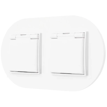 Dwa gniazda hermetyczne do łazienki z ramką okrągłą seria MINI kolor biały