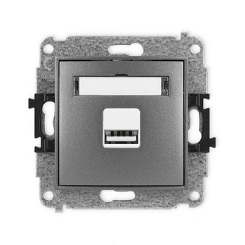 Mechanizm ładowarki USB pojedynczej USB A, 5W max., 5V, 1A Karlik seria ICON 11ICUSB-1 kolor grafitowy