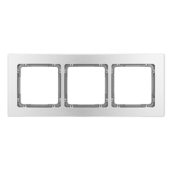 Ramka uniwersalna potrójna - aluminium szczotkowane ramka: srebrna; spód: grafitowy Karlik seria DECO 7-11-DRA-3 kolor srebrny