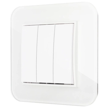 Włącznik potrójny z ramką zaokrągloną efekt szkła seria ICON kolor biały