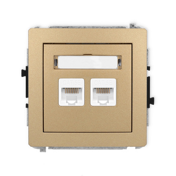 Mechanizm gniazda komputerowego podwójnego 2xRJ45, kat. 5e, 8-stykowy Karlik seria DECO 8DGK-2 kolor złoty metalik