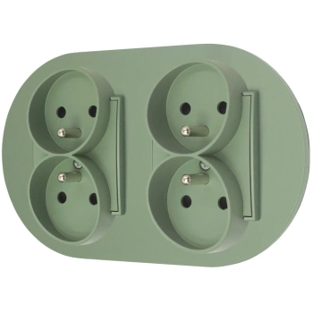 Dwa gniazda podwójne z ramką okrągłą seria MINI kolor szałwiowy