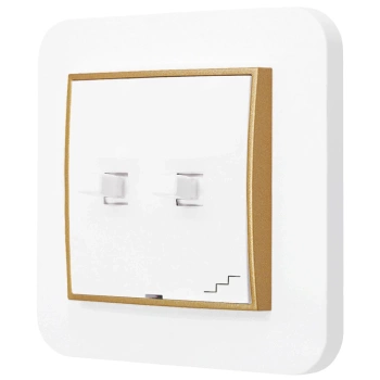 Włącznik schodowy podwójny w stylu USA ramka zaokrąglona seria Mini kolor biały mat/złoty
