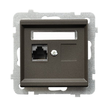 Gniazdo komputerowe pojedyncze, kat. 5e MMC seria SONATA kolor Czekoladowy metalik symbol GPK-1R/K/m/40