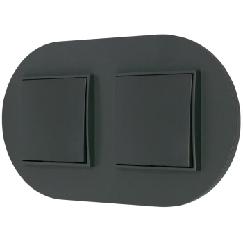 Dwa włączniki pojedyncze z ramką okrągłą seria MINI kolor grafitowy mat