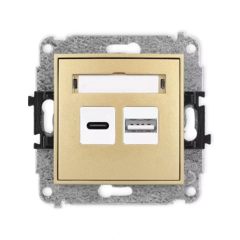 Mechanizm ładowarki USB podwójnej USB C + USB A, 20W max. Karlik seria ICON 29ICUSB-8 kolor złoty