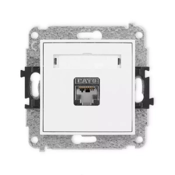 Mechanizm gniazda komputerowego pojedynczego 1xRJ45, kat. 6, ekranowany, 8-stykowy Karlik seria MINI 25MGK-5 kolor biały mat