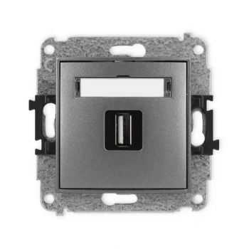 Mechanizm gniazda pojedynczego USB A-A 2.0 Karlik seria MINI 11MGUSB-1 kolor grafitowy