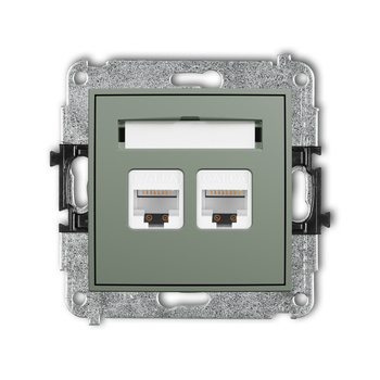 Mechanizm gniazda komputerowego podwójnego 2xRJ45, kat. 6A, 8-stykowy Karlik seria MINI 61MGK-8 kolor szałwiowy