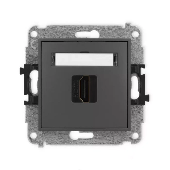 Mechanizm gniazda pojedynczego HDMI 2.0, 4K Karlik seria MINI 28MHDMI-3 kolor grafitowy mat