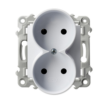 Gniazdo podwójne moduł bez ramki seria SZAFIR kolor Biały symbol GP-2ZR/m/00