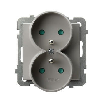 Gniazdo podwójne z uziemieniem z przesłonami torów prądowych, moduł bez ramki seria SONATA kolor Kaszmir symbol GP-2RRZP/m/82