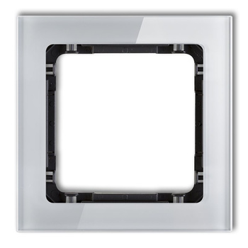Ramka uniwersalna pojedyncza - efekt szkła ramka: szara; spód: czarny Karlik seria DECO 15-12-DRS-1 kolor szary