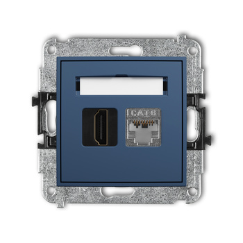 Mechanizm gniazda pojedynczego HDMI 2.0, 4K + gniazda komp. poj. 1xRJ45, kat. 6, ekranowany, 8-stykowy Karlik seria ICON 64IGHK-46 kolor navy blue